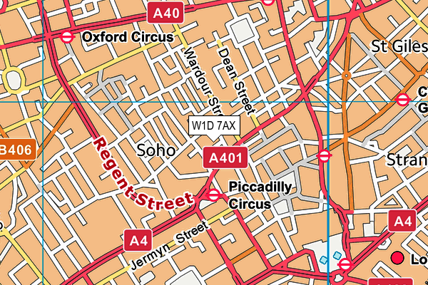 W1D 7AX map - OS VectorMap District (Ordnance Survey)