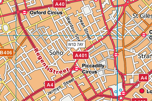 W1D 7AY map - OS VectorMap District (Ordnance Survey)