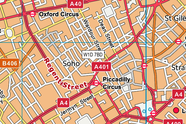 W1D 7BD map - OS VectorMap District (Ordnance Survey)