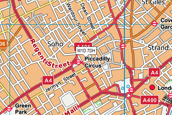 W1D 7DH map - OS VectorMap District (Ordnance Survey)