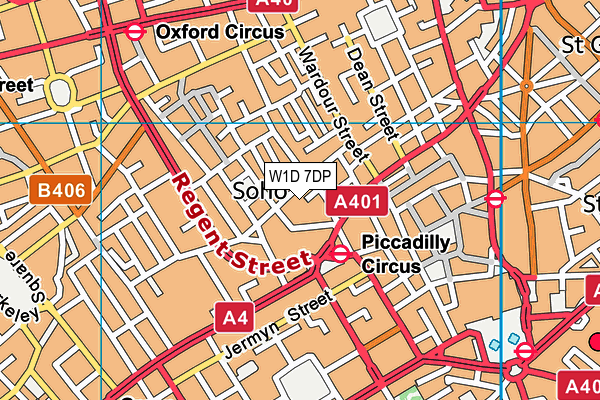 W1D 7DP map - OS VectorMap District (Ordnance Survey)