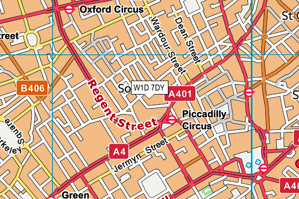 W1D 7DY map - OS VectorMap District (Ordnance Survey)