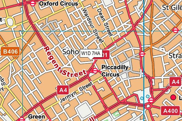 W1D 7HA map - OS VectorMap District (Ordnance Survey)