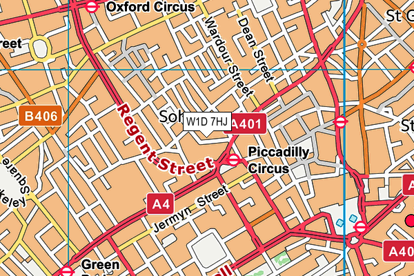 W1D 7HJ map - OS VectorMap District (Ordnance Survey)