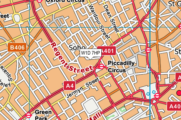 W1D 7HP map - OS VectorMap District (Ordnance Survey)