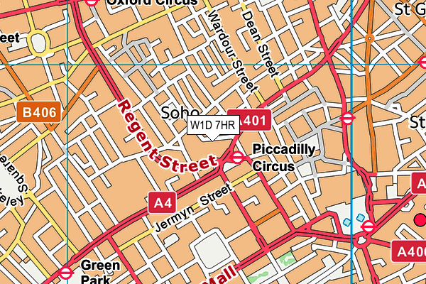 W1D 7HR map - OS VectorMap District (Ordnance Survey)