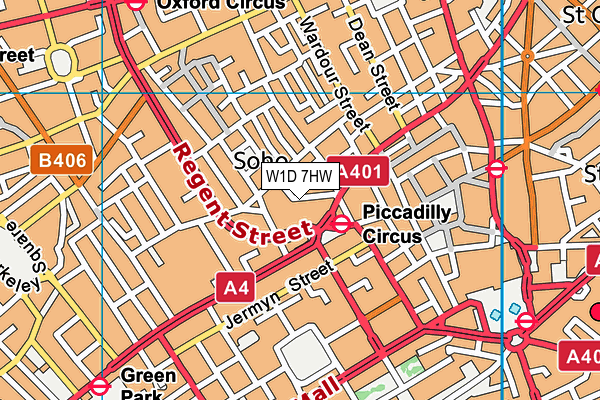 W1D 7HW map - OS VectorMap District (Ordnance Survey)