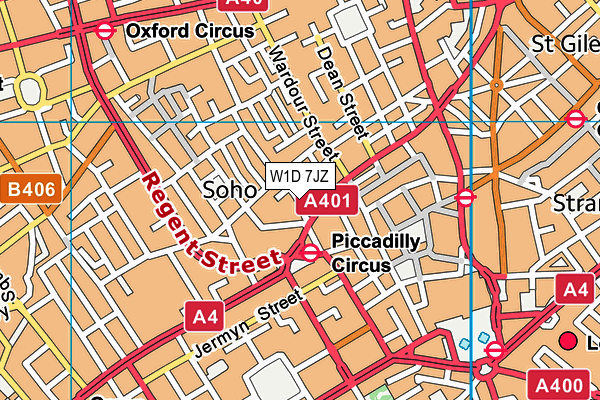 W1D 7JZ map - OS VectorMap District (Ordnance Survey)