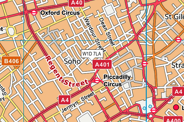 W1D 7LA map - OS VectorMap District (Ordnance Survey)