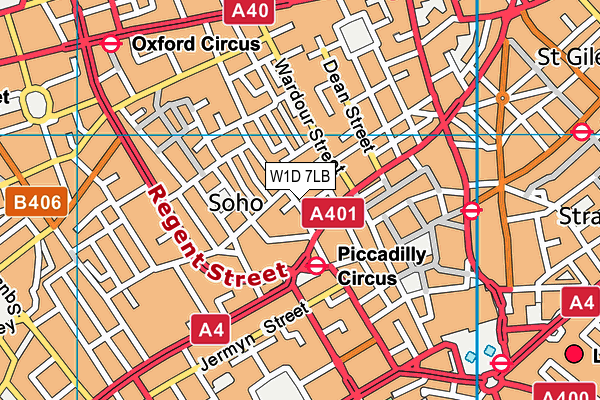 W1D 7LB map - OS VectorMap District (Ordnance Survey)