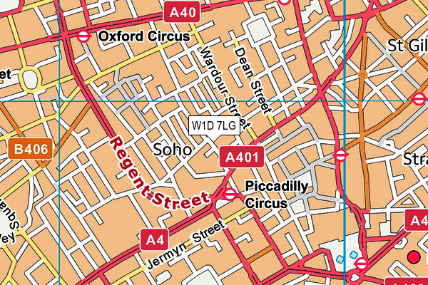 W1D 7LG map - OS VectorMap District (Ordnance Survey)