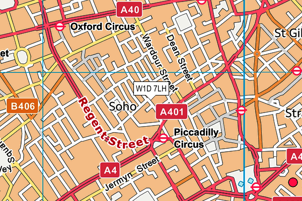 W1D 7LH map - OS VectorMap District (Ordnance Survey)