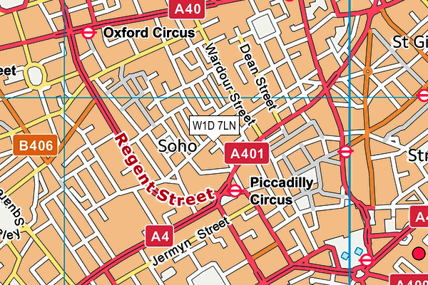 W1D 7LN map - OS VectorMap District (Ordnance Survey)