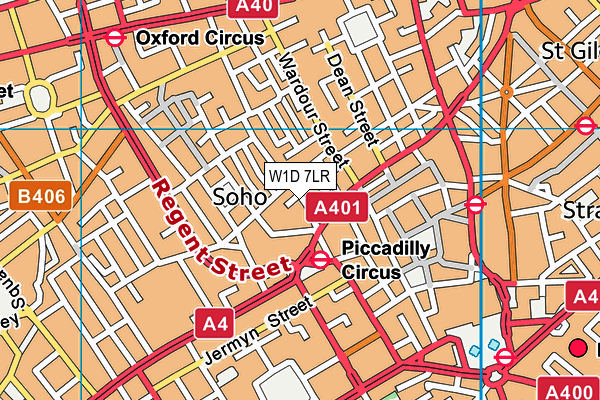 W1D 7LR map - OS VectorMap District (Ordnance Survey)