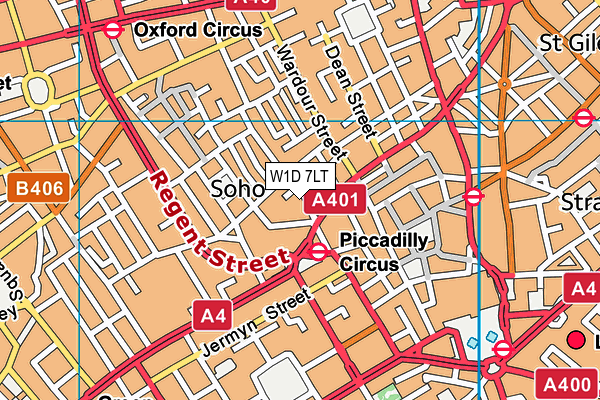 W1D 7LT map - OS VectorMap District (Ordnance Survey)