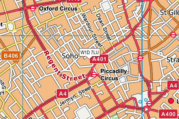 W1D 7LU map - OS VectorMap District (Ordnance Survey)