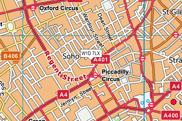 W1D 7LX map - OS VectorMap District (Ordnance Survey)