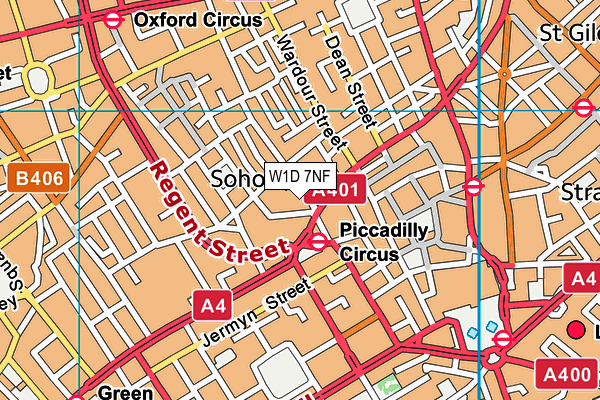 W1D 7NF map - OS VectorMap District (Ordnance Survey)