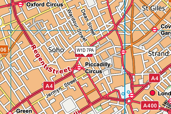 W1D 7PA map - OS VectorMap District (Ordnance Survey)