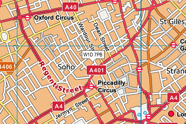 W1D 7PB map - OS VectorMap District (Ordnance Survey)