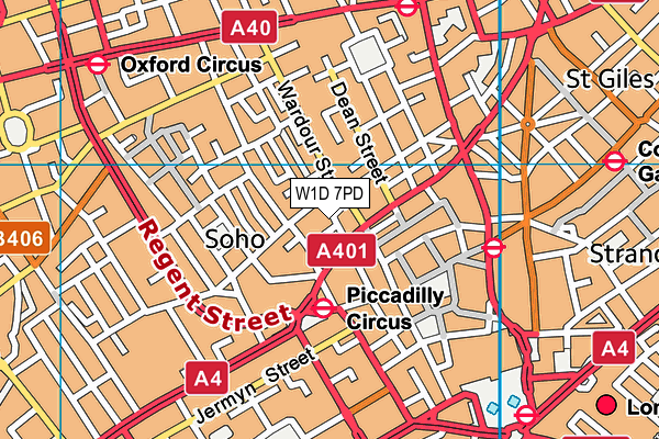 W1D 7PD map - OS VectorMap District (Ordnance Survey)