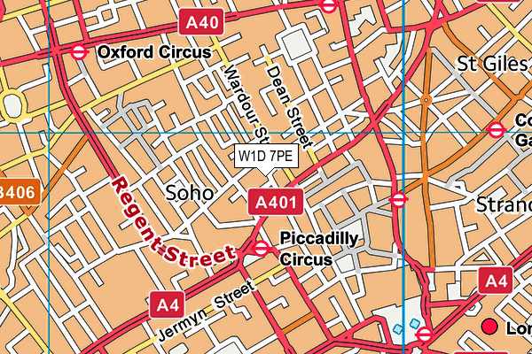 W1D 7PE map - OS VectorMap District (Ordnance Survey)
