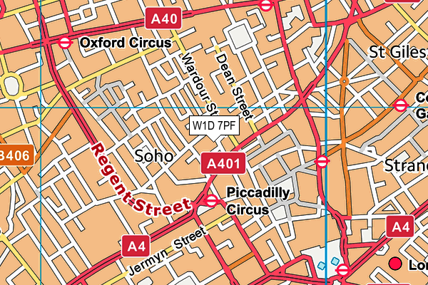 W1D 7PF map - OS VectorMap District (Ordnance Survey)