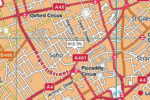 W1D 7PL map - OS VectorMap District (Ordnance Survey)