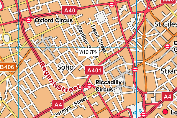 W1D 7PN map - OS VectorMap District (Ordnance Survey)