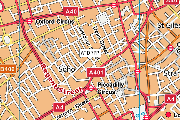 W1D 7PP map - OS VectorMap District (Ordnance Survey)