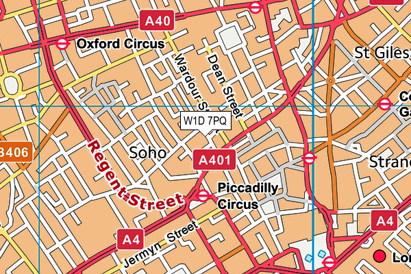 W1D 7PQ map - OS VectorMap District (Ordnance Survey)