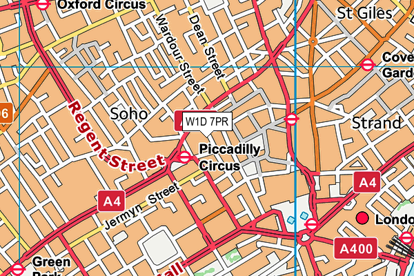 W1D 7PR map - OS VectorMap District (Ordnance Survey)