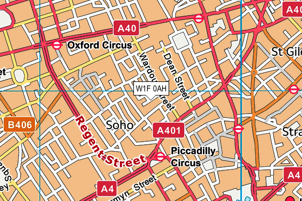 W1F 0AH map - OS VectorMap District (Ordnance Survey)