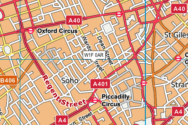 W1F 0AR map - OS VectorMap District (Ordnance Survey)