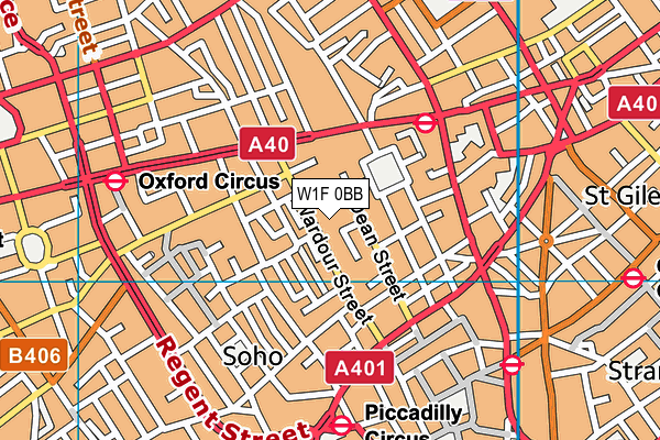 W1F 0BB map - OS VectorMap District (Ordnance Survey)
