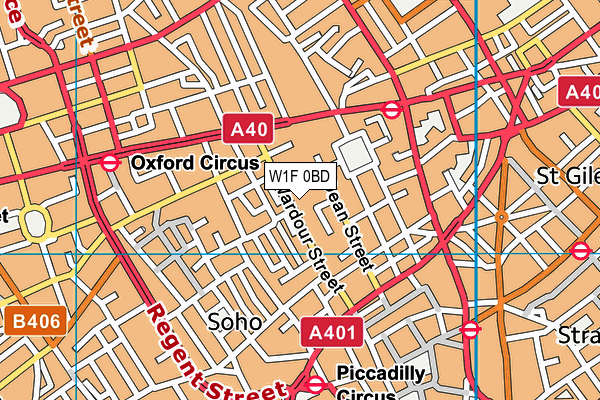 W1F 0BD map - OS VectorMap District (Ordnance Survey)