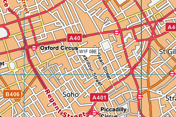 W1F 0BE map - OS VectorMap District (Ordnance Survey)