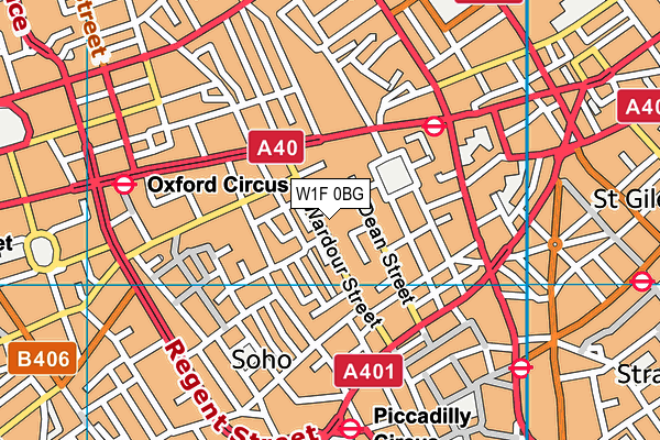 W1F 0BG map - OS VectorMap District (Ordnance Survey)