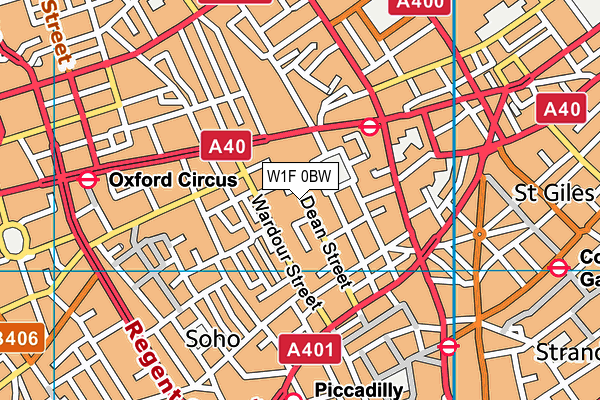 W1F 0BW map - OS VectorMap District (Ordnance Survey)