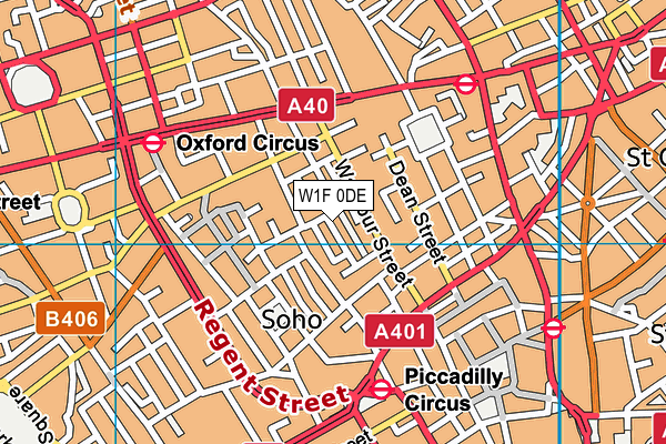 W1F 0DE map - OS VectorMap District (Ordnance Survey)