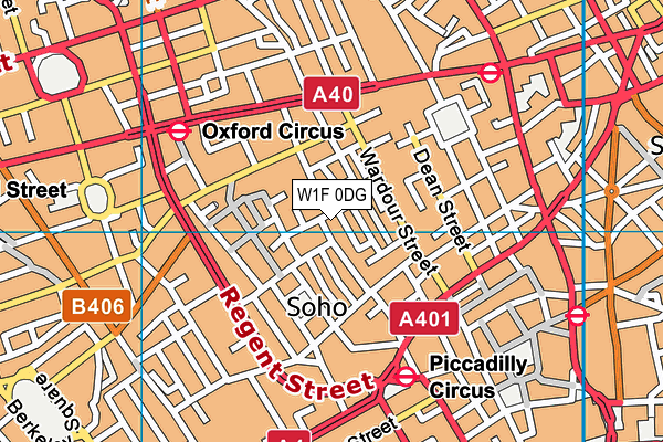 W1F 0DG map - OS VectorMap District (Ordnance Survey)