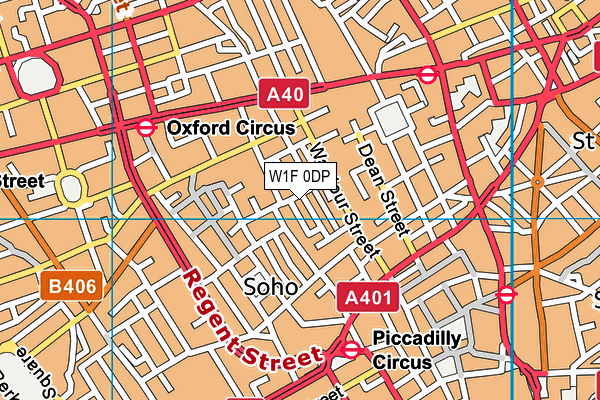 W1F 0DP map - OS VectorMap District (Ordnance Survey)