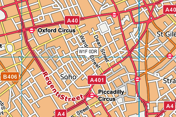 W1F 0DR map - OS VectorMap District (Ordnance Survey)