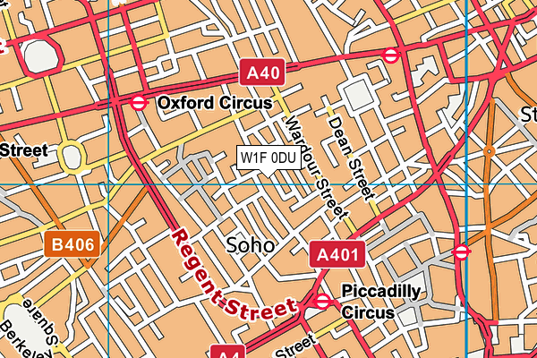 W1F 0DU map - OS VectorMap District (Ordnance Survey)