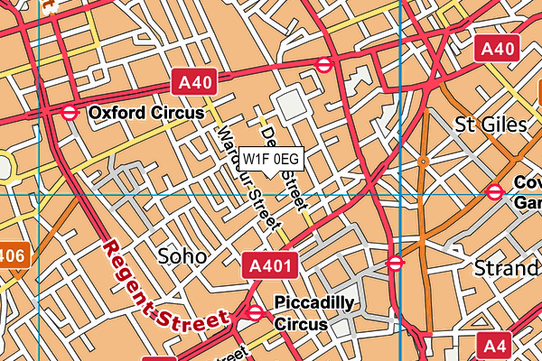W1F 0EG map - OS VectorMap District (Ordnance Survey)