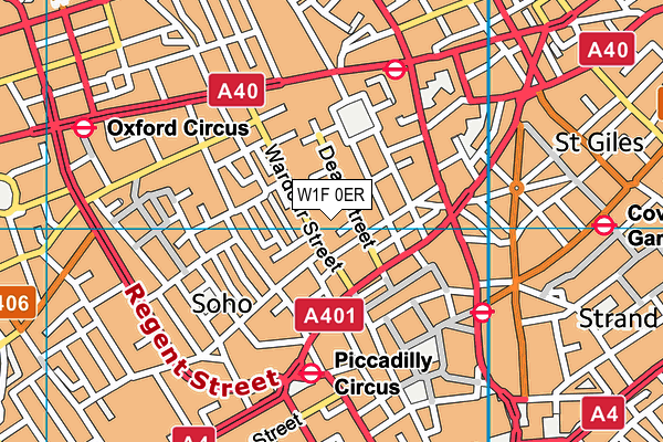 W1F 0ER map - OS VectorMap District (Ordnance Survey)