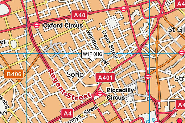 W1F 0HG map - OS VectorMap District (Ordnance Survey)