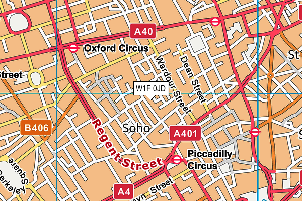 W1F 0JD map - OS VectorMap District (Ordnance Survey)