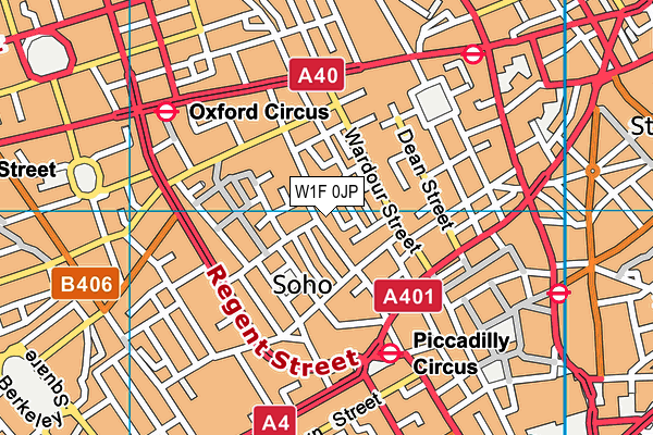 W1F 0JP map - OS VectorMap District (Ordnance Survey)