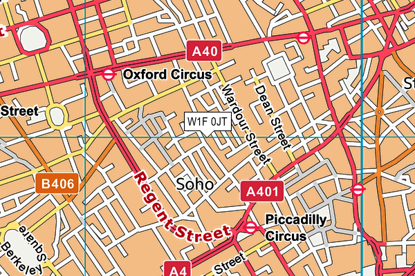 W1F 0JT map - OS VectorMap District (Ordnance Survey)